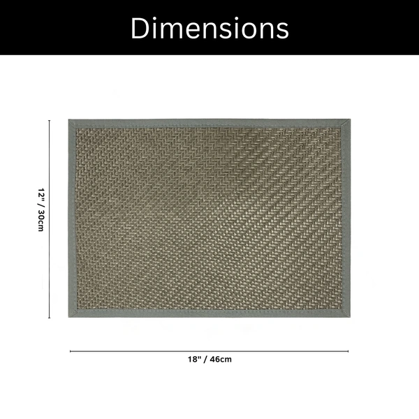 Luxe Home International Rectangular Table Placemat Pack of 6 (Grey, Polyester) - 30x46 cm, Grey