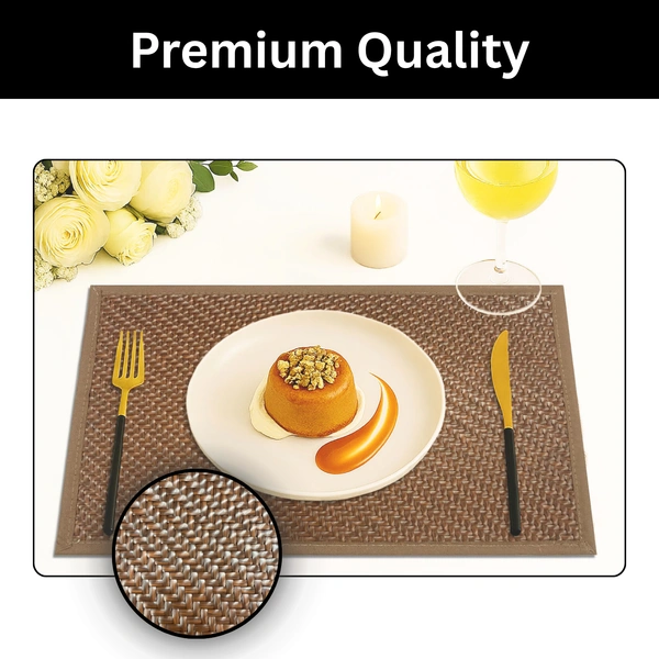 Luxe Home International Rectangular Table Placemat Pack of 6 (Brown, Polyester) - 30x46 cm, Brown