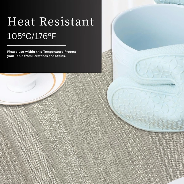 Luxe Home International Rectangular Table Placemat Pack of 6 (Silver, PVC) - 30x46 cm, Silver