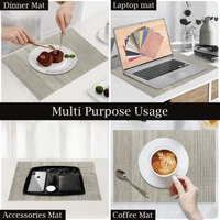 Luxe Home International Rectangular Table Placemat Pack of 6 (Silver, PVC) - 30x46 cm, Silver