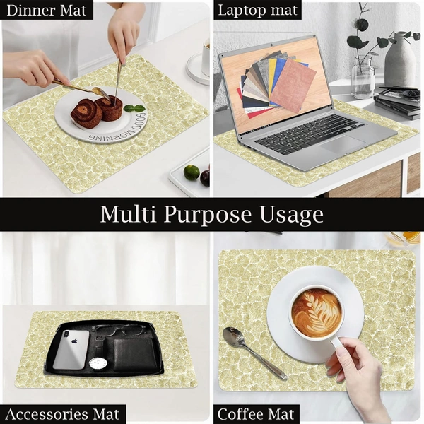 Luxe Home International Rectangular Table Placemat Pack of 6 (Gold, PVC) - 30x46 cm, Gold