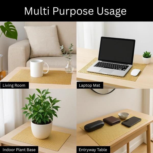 Luxe Home International Rectangular Table Placemat Pack of 6 (Gold, PVC) - 30x46 cm, Gold