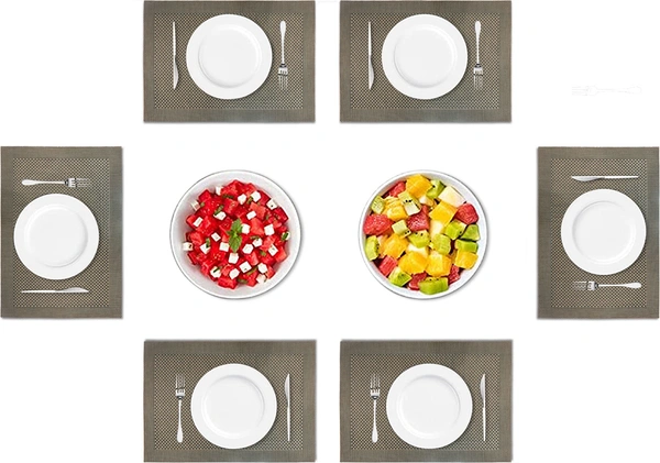 Luxe Home International Rectangular Table Placemat Pack of 6 (Brown, PVC) - 30x46 cm, Brown