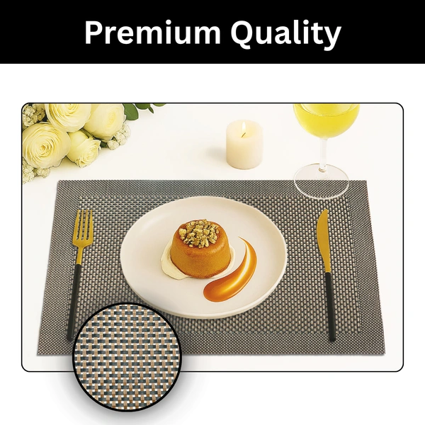Luxe Home International Rectangular Table Placemat Pack of 6 (Brown, PVC) - 30x46 cm, Brown