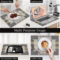 Luxe Home International Rectangular Table Placemat Pack of 6 (Black, PVC) - 30x46 cm, Black