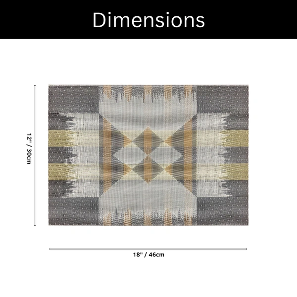 Luxe Home International Rectangular Table Placemat Pack of 6 (Black, PVC) - 30x46 cm, Black