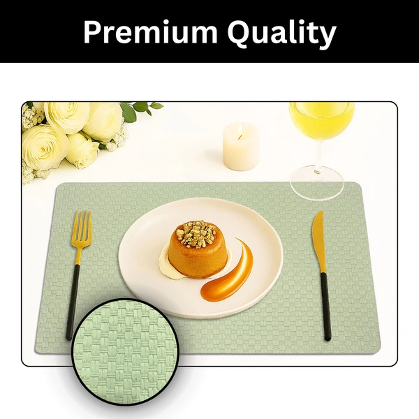 Luxe Home International Rectangular Table Placemat Pack of 6 (Green, PVC) - 30x46 cm, Green