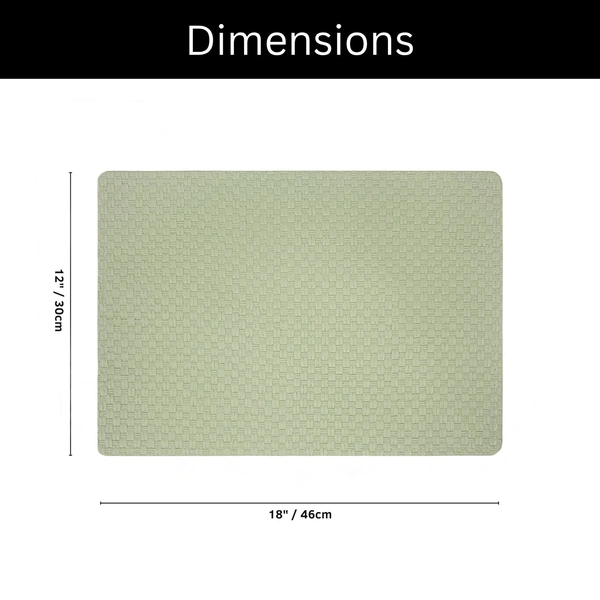 Luxe Home International Rectangular Table Placemat Pack of 6 (Green, PVC) - 30x46 cm, Green