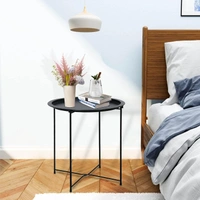 Luxe Home International LUXE HOME INTERNATIONAL Round Metal Side Table for Living Room & Bedroom – Modern Bedside Table, Coffee Table, Corner Table with Sturdy Iron Frame, Black (47x47x50 cm) - 47x47x50 cm, Black