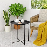 Luxe Home International LUXE HOME INTERNATIONAL Round Metal Side Table for Living Room & Bedroom – Modern Bedside Table, Coffee Table, Corner Table with Sturdy Iron Frame, Black (47x47x50 cm) - 47x47x50 cm, Black