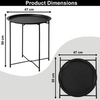 Luxe Home International LUXE HOME INTERNATIONAL Round Metal Side Table for Living Room & Bedroom – Modern Bedside Table, Coffee Table, Corner Table with Sturdy Iron Frame, Black (47x47x50 cm) - 47x47x50 cm, Black