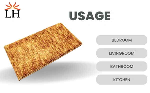 Luxe Home International Bathmat Hawaii Microfiber 2500 GSM Anti-Skid ( Gold , 40 Cm x 60 Cm , Pack of 1 ) - 40x60 cm, Gold