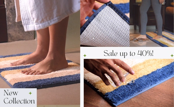 Luxe Home International Bathmat Jaricho Microfiber 2500 GSM Anti-Skid ( 40Cm x 60Cm , Sky , Pack of 1 ) - 40x60 cm, Sky