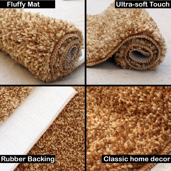 Luxe Home International Runner Moscow Microfiber 1600 GSM Anti-Skid ( Anti Gold , 58 Cm x 140 Cm , Pack of 1 ) - Anti Gold