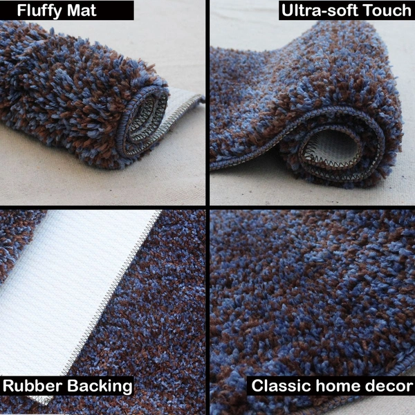 Luxe Home International Runner Moscow Microfiber 1600 GSM Anti-Skid ( Blue Pearl , 58 Cm x 140 Cm , Pack of 1 ) - Blue Pearl