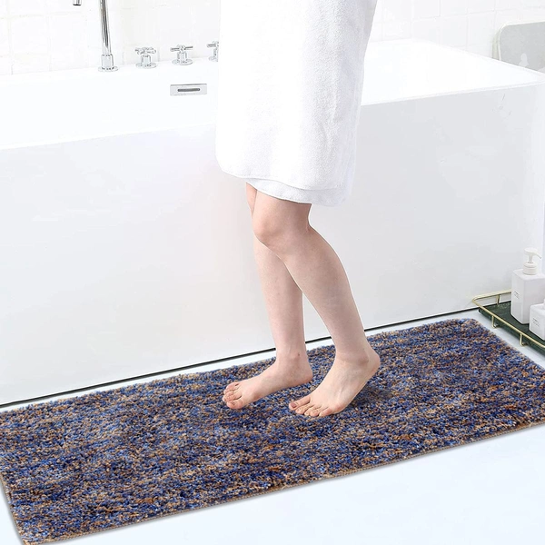 Luxe Home International Runner Moscow Microfiber 1600 GSM Anti-Skid ( Blue , 58 Cm x 140 Cm , Pack of 1 ) - Blue