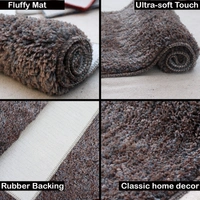 Luxe Home International Runner Moscow Microfiber 1600 GSM Anti-Skid ( Grey , 58 Cm x 140 Cm , Pack of 1 ) - Grey