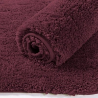 Luxe Home International Bathmat Newman Microfiber 2500 GSM Anti Slip ( wine, 45x75 cm, Pack of 1 ) - 45x75 cm, wine