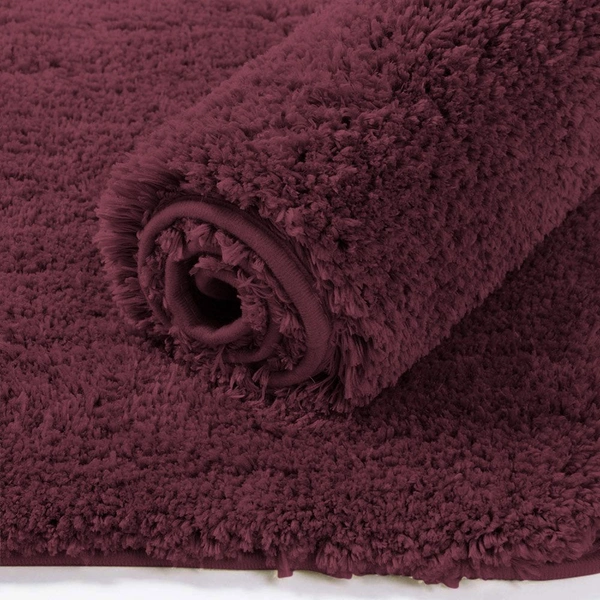 Luxe Home International Bathmat Newman Microfiber 2500 GSM Anti Slip ( wine, 45x75 cm, Pack of 1 ) - 45x75 cm, wine