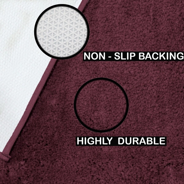 Luxe Home International Bathmat Newman Microfiber 2500 GSM Anti Slip ( wine, 45x75 cm, Pack of 1 ) - 45x75 cm, wine