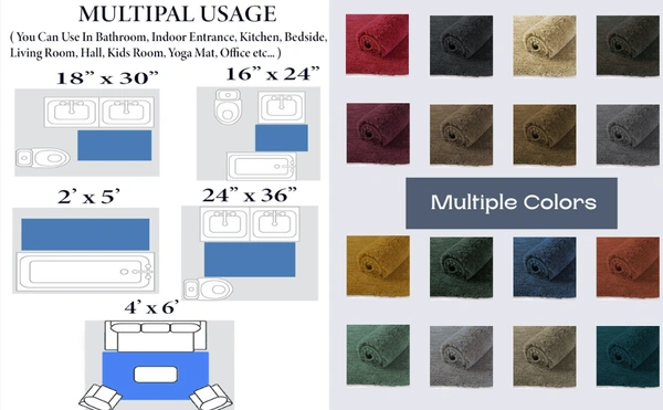 LUXE HOME INTERNATIONAL Bathmat Newman Microfiber 2500 GSM Anti Slip ( Anthrea, 60x90 cm, Pack of 1 ) - Anthrea