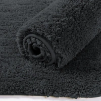 Luxe Home International Bathmat Newman Microfiber 2500 GSM Anti Slip ( Anthra, 40x60 cm, Pack of 1 ) - 40x60 cm, Anthra