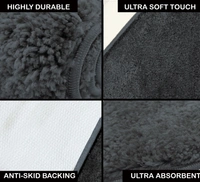 Luxe Home International Bathmat Newman Microfiber 2500 GSM Anti Slip ( Anthra, 40x60 cm, Pack of 1 ) - 40x60 cm, Anthra