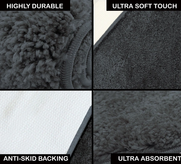 Luxe Home International Bathmat Newman Microfiber 2500 GSM Anti Slip ( Anthra, 40x60 cm, Pack of 1 ) - 40x60 cm, Anthra