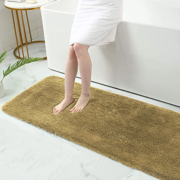 Luxe Home International Runner Sensuous Microfiber 2500 GSM Anti-Skid ( Antigold , 2 Ft x 5 Ft , Pack of 1 ) - 2x5 Ft, gold