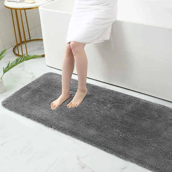 Luxe Home International Runner Sensuous Microfiber 2500 GSM Anti-Skid ( Grey , 2 Ft x 5 Ft , Pack of 1 ) - 2x5 Ft, Grey