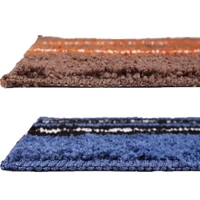 Luxe Home International Bathmat Stripe Microfiber 1600 GSM Anti-Skid ( Blue, Terra , 38 Cm x 58 Cm , Pack of 2 ) - Blue, Terra