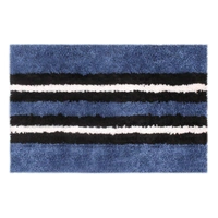 Luxe Home International Bathmat Stripe Microfiber 1600 GSM Anti-Skid ( Blue , 38 Cm x 58 Cm , Pack of 2 ) - Blue