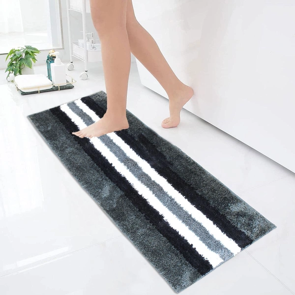 Luxe Home International Runner Turkey Microfiber 1600 GSM Anti-Skid ( Grey , 58 Cm x 140 Cm , Pack of 1 ) - Grey