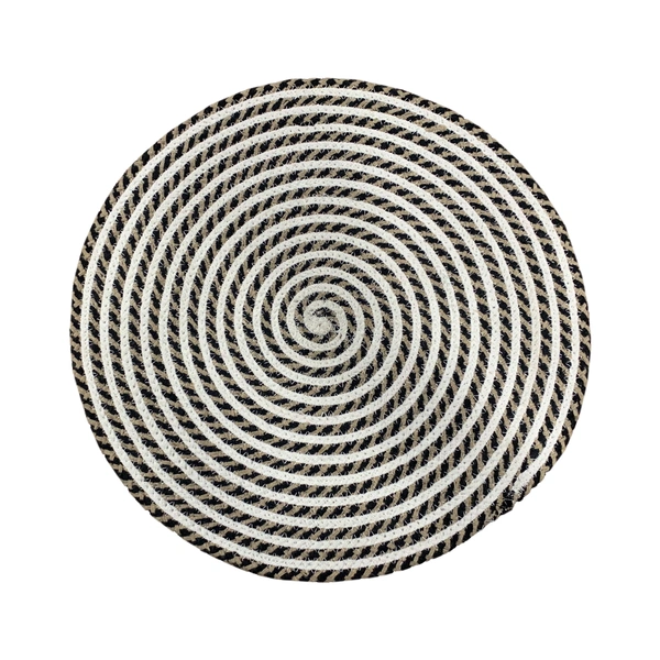 Luxe Home International Set of 2 Braided Cotton placemats, 15 Inch Round, Best for Dining Table (Beige , 38 CM x 38 CM , Pack of 2 ) - Round, Beige