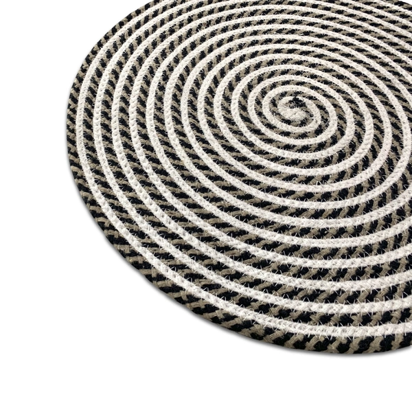 Luxe Home International Set of 2 Braided Cotton placemats, 15 Inch Round, Best for Dining Table (Beige , 38 CM x 38 CM , Pack of 2 ) - Round, Beige