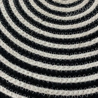 Luxe Home International Set of 2 Braided  Cotton placemats, 15 Inch Round, Best for Dining Table (Black , 38 CM x 38 CM , Pack of 2 ) - Round, Black