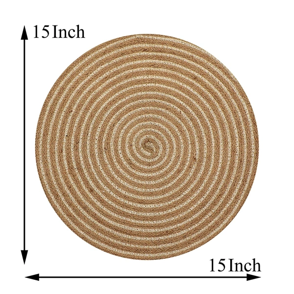Luxe Home International Luxe Home Placemats (Beige, 15x15 Inch) Natural Jute Placemat for Dining Table Set of 4 - Round, Beige