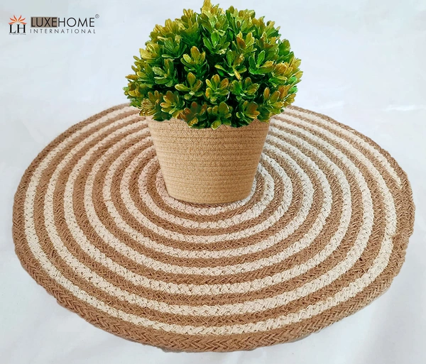 Luxe Home International Luxe Home Placemats (Beige, 15x15 Inch) Natural Jute Placemat for Dining Table Set of 4 - Round, Beige