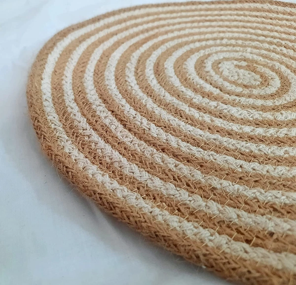 Luxe Home International Luxe Home Placemats (Beige, 15x15 Inch) Natural Jute Placemat for Dining Table Set of 4 - Round, Beige