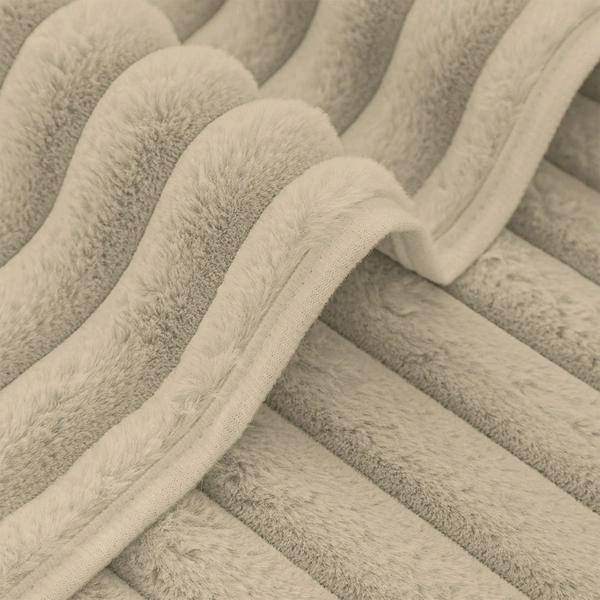 Luxe Home International Stripe Fur Sofa Cover 3 Seater Ultra-Soft Washable Anti-Slip Slipcover for Sofa (Beige, 170x90 cm) - Small, Beige