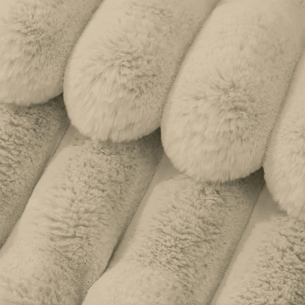 Luxe Home International Stripe Fur Sofa Cover 3 Seater Ultra-Soft Washable Anti-Slip Slipcover for Sofa (Beige, 170x90 cm) - Small, Beige