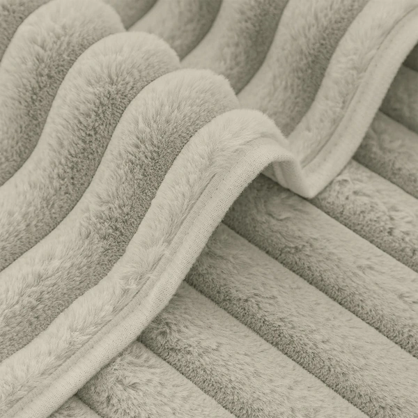 Luxe Home International Stripe Fur Sofa Cover 3 Seater Ultra-Soft Washable Anti-Slip Slipcover for Sofa (Taupe, 170x90 cm) - Small, Taupe