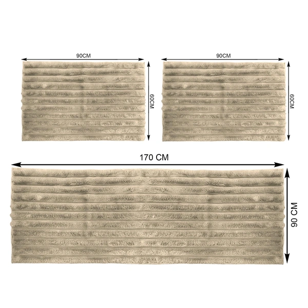 Luxe Home International Stripe Fur Sofa Cover 5 Seater Ultra-Soft Washable Anti-Slip Slipcover for Sofa (Beige, 170x90+60x90+60x90 cm) - Medium, Beige