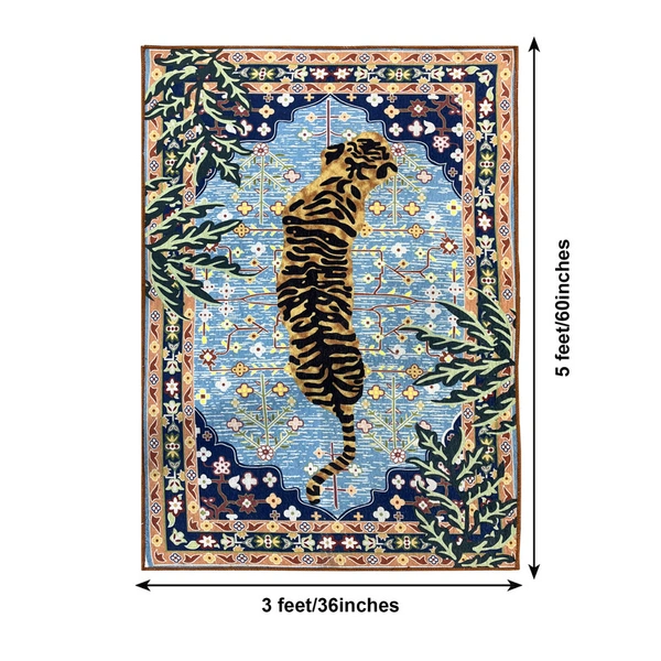 Luxe Home International Traditional Tiger Polyester Carpet Multicolor (3 x 5 Feet) - 3x5 Ft, Soft And Premium Feel, multicolor