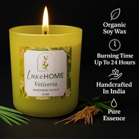 Luxe Home International Vetiveria Scented Candle 7.5x7 cm for Home Decor Bedroom Living Room Spa Bathroom Party Romantic Dinner and Gifting Pack of 1 Candle - 7.5x7cm, Mustard