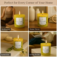 Luxe Home International Vetiveria Scented Candle 7.5x7 cm for Home Decor Bedroom Living Room Spa Bathroom Party Romantic Dinner and Gifting Pack of 1 Candle - 7.5x7cm, Mustard