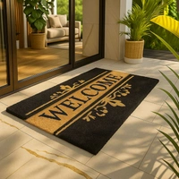 Luxe Home International Welcome Printed Design Coir Doormat for Entrance (71 x 45 cm ) - 71x 45 Cm, Black