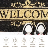 Luxe Home International Welcome Printed Design Coir Doormat for Entrance (71 x 45 cm ) - 71x 45 Cm, Black