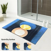 Luxe Home International Rubber Doormat Blue Moon Design Anti Slip Skid, Soft, Washable Door Mat for Home Entrance, Bathroom, Kitchen, Living Room, Office (35x58 cm) - 35x58, Multicolor