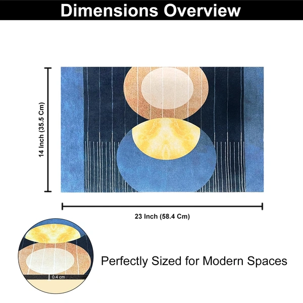 Luxe Home International Rubber Doormat Blue Moon Design Anti Slip Skid, Soft, Washable Door Mat for Home Entrance, Bathroom, Kitchen, Living Room, Office (35x58 cm) - 35x58, Multicolor